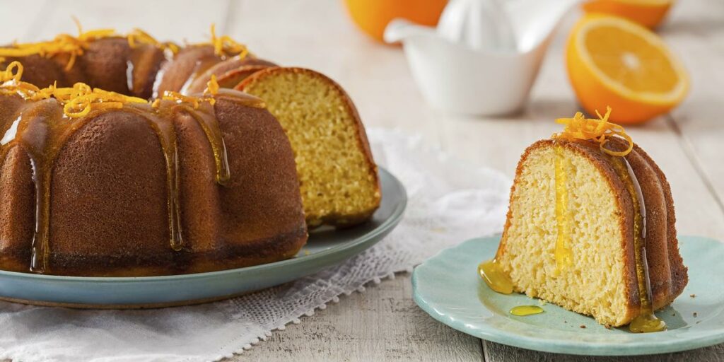 Receita de bolo de laranja com calda de laranja