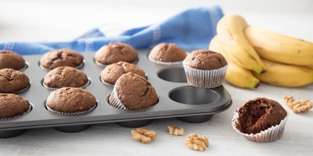 Receita de Muffin de Chocolate com bananas (batedeira)