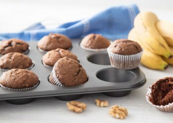 Receita de Muffin de Chocolate com bananas (batedeira)