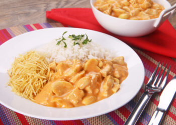 Receita de Estrogonofe de Frango.