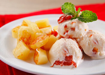 Receita de Queijo Coalho com Sorvete de Goiabada.