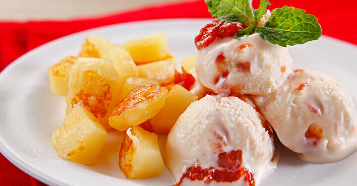 Receita de Queijo Coalho com Sorvete de Goiabada.