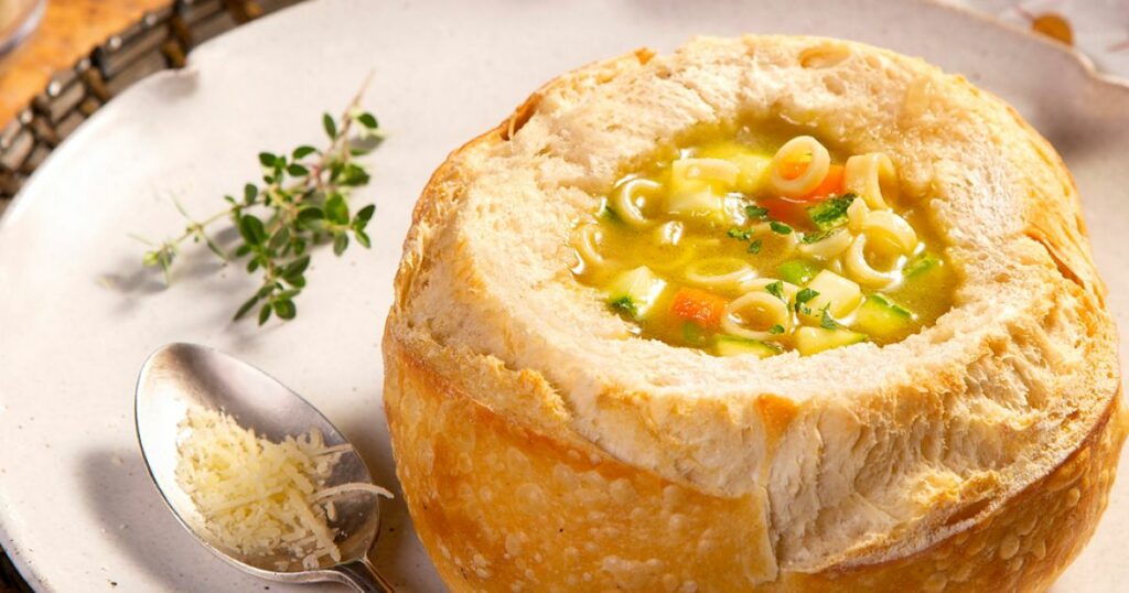 Receita de Sopa no Pão Italiano.