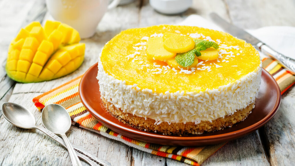 Receita de Torta de Ricota com Cobertura de Manga.